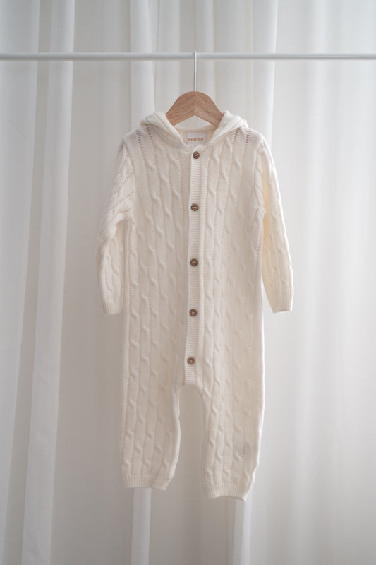 Merino Baby Knit Overall "Beau" | milk